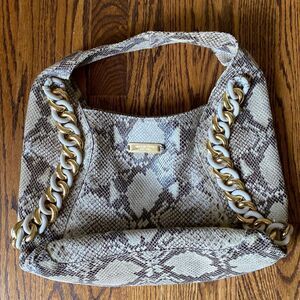 Michael Kors ID CHAIN Hobo Sand Python Embossed Leather B-0912.